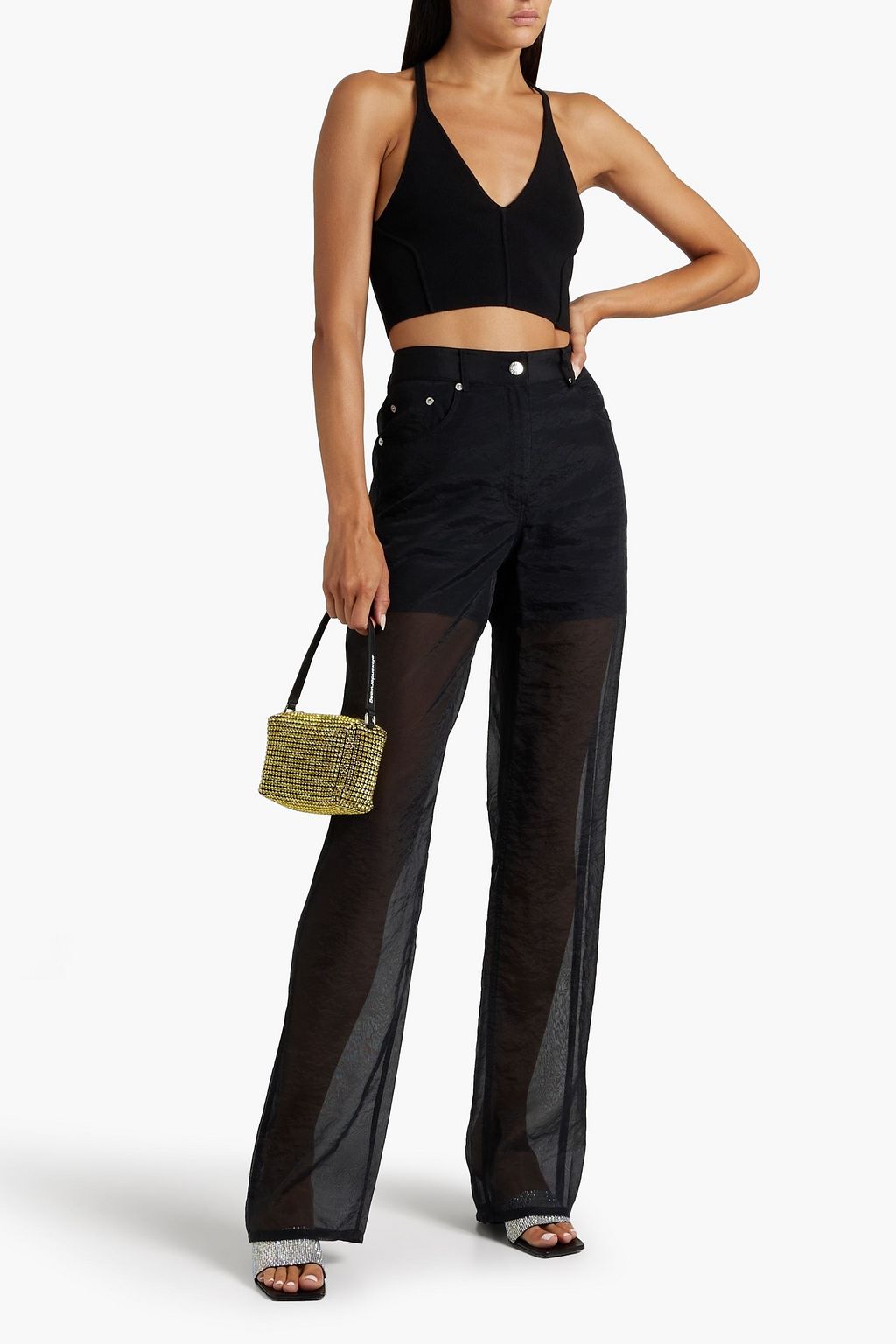 HELMUT LANG Cropped stretch-knit tank
