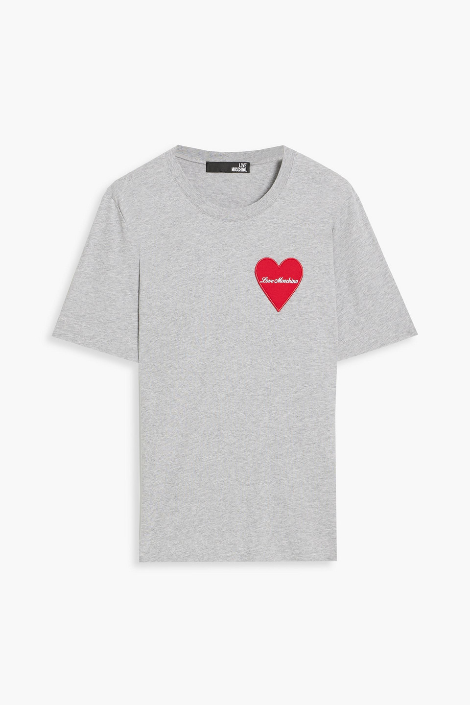 Love Moschino Appliquéd Cotton-jersey T-shirt In Light Grey