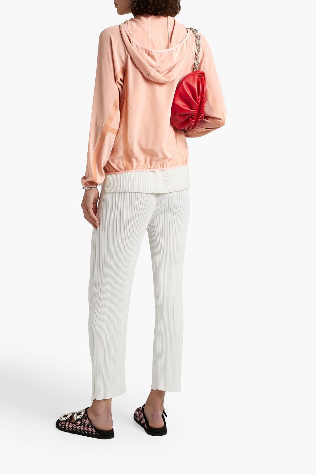 REDVALENTINO Silk crepe de chine hooded jacket