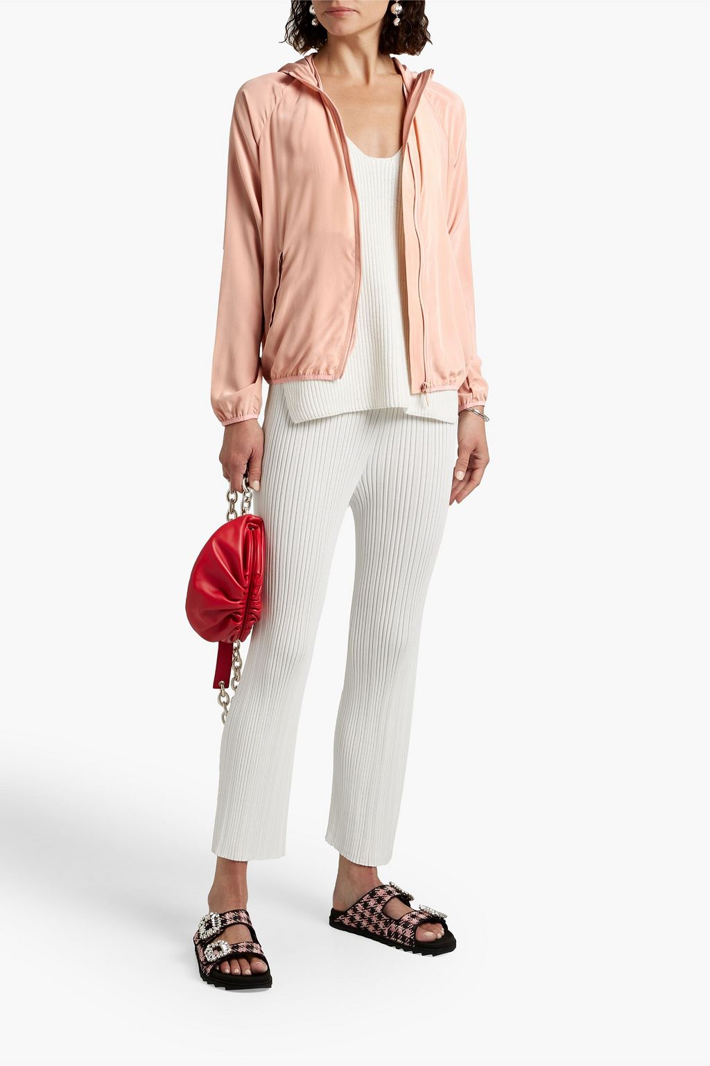 REDVALENTINO Silk crepe de chine hooded jacket
