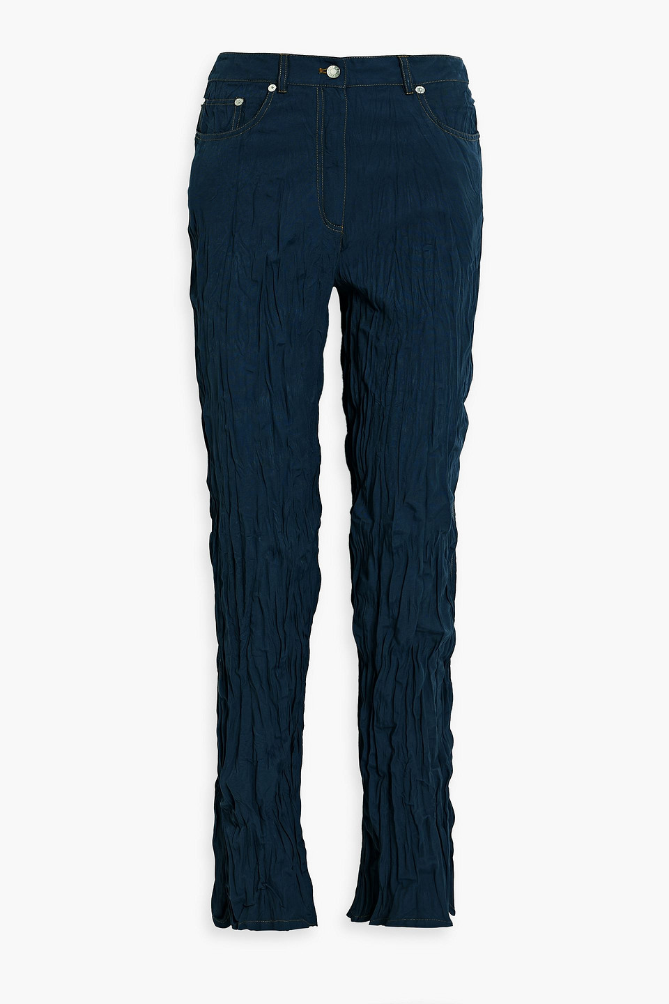 Crinkled shell straight-leg pants