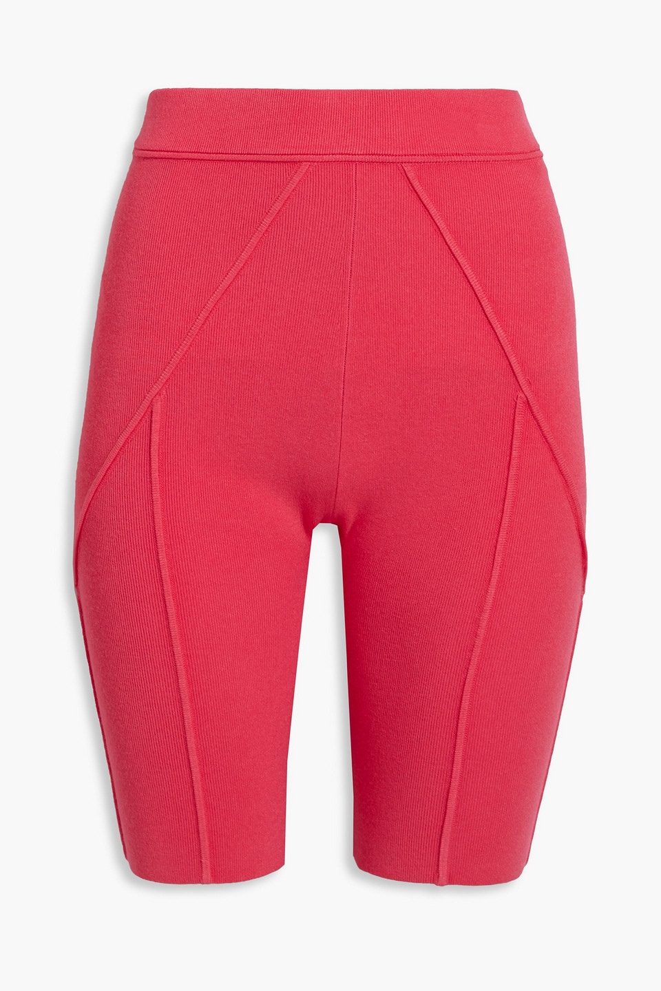 Shop Helmut Lang Ribbed-knit Shorts In Fuchsia