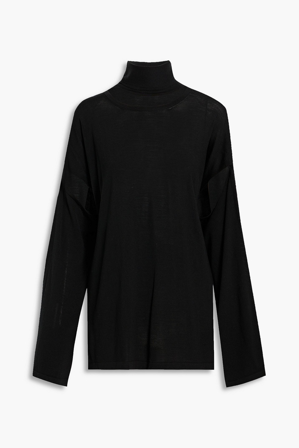 Wolford Cutout Wool-jersey Turtleneck Top In Black