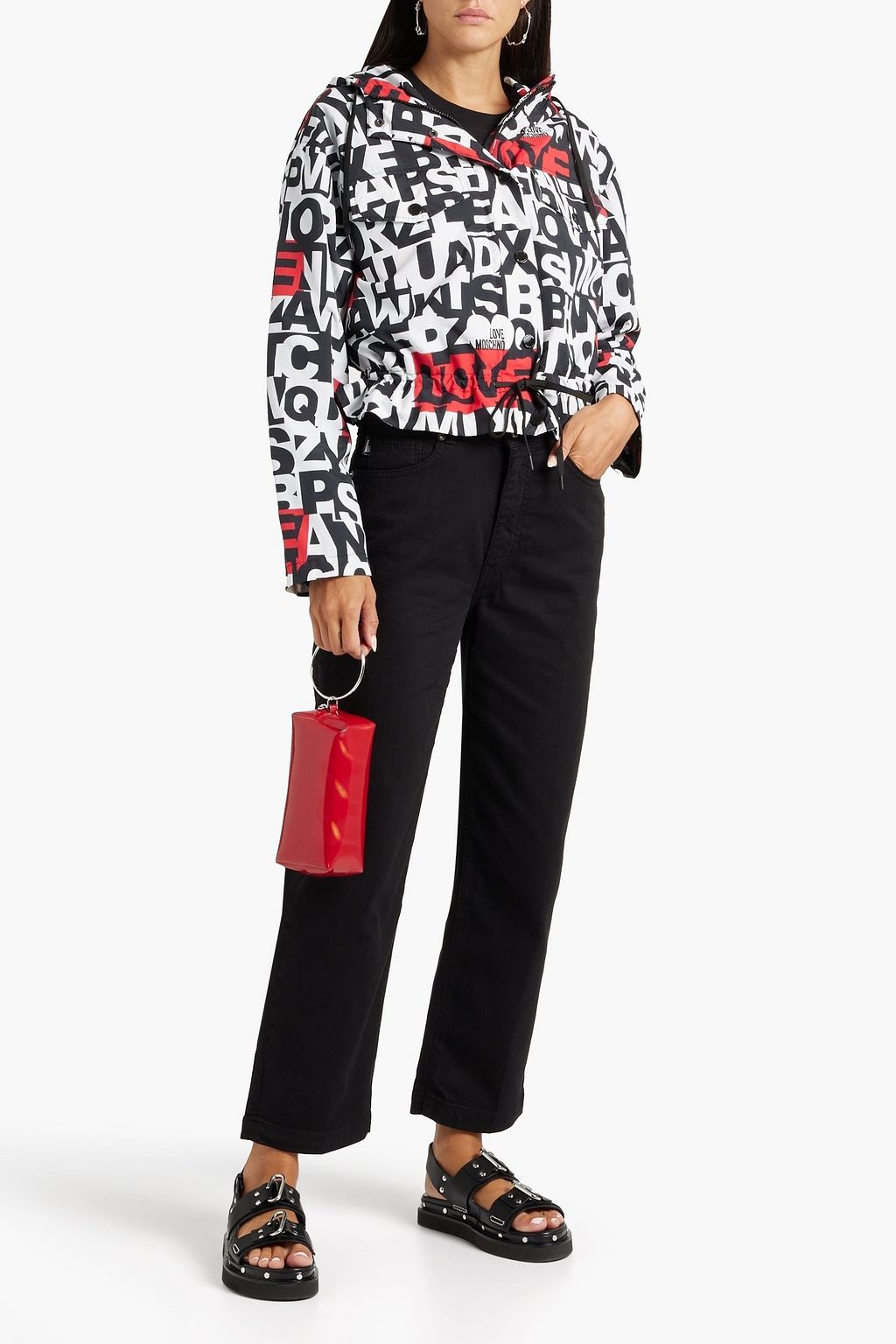 LOVE MOSCHINO Printed shell hooded jacket