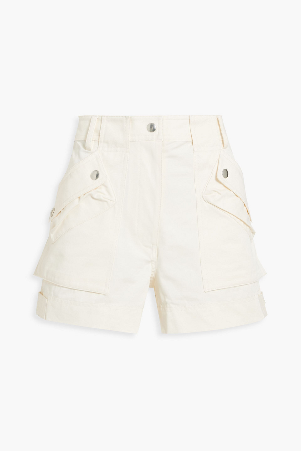 helmut lang - snap-detailed cotton-twill shorts - white - us 2