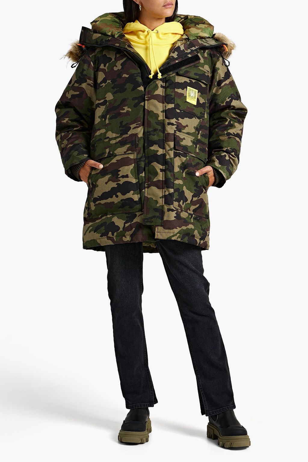 BRUMAL Oversized camouflage shell hooded down parka