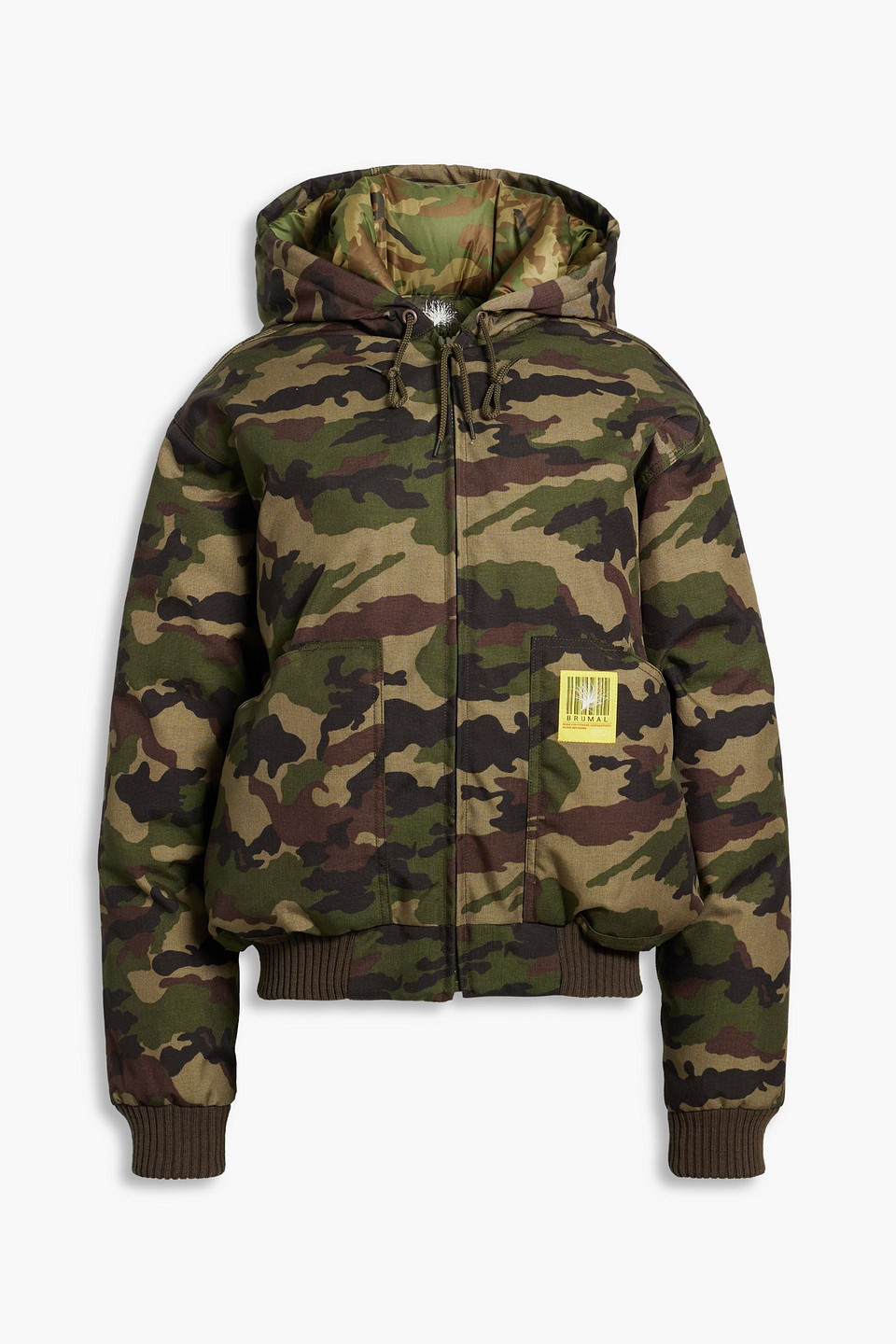 Brumal Camouflage Shell Hooded Down Jacket In Army Green