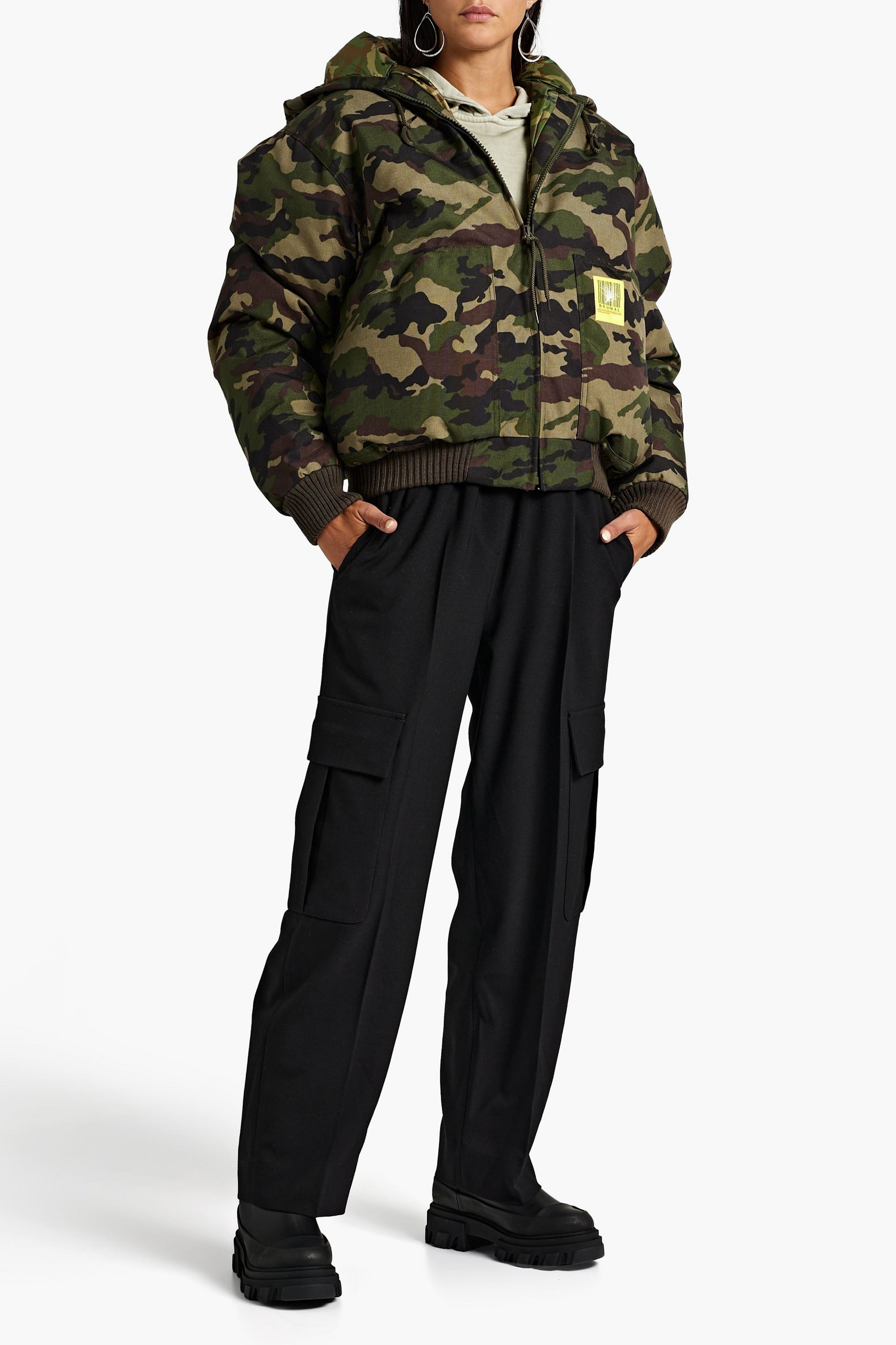 BRUMAL Camouflage shell hooded down jacket