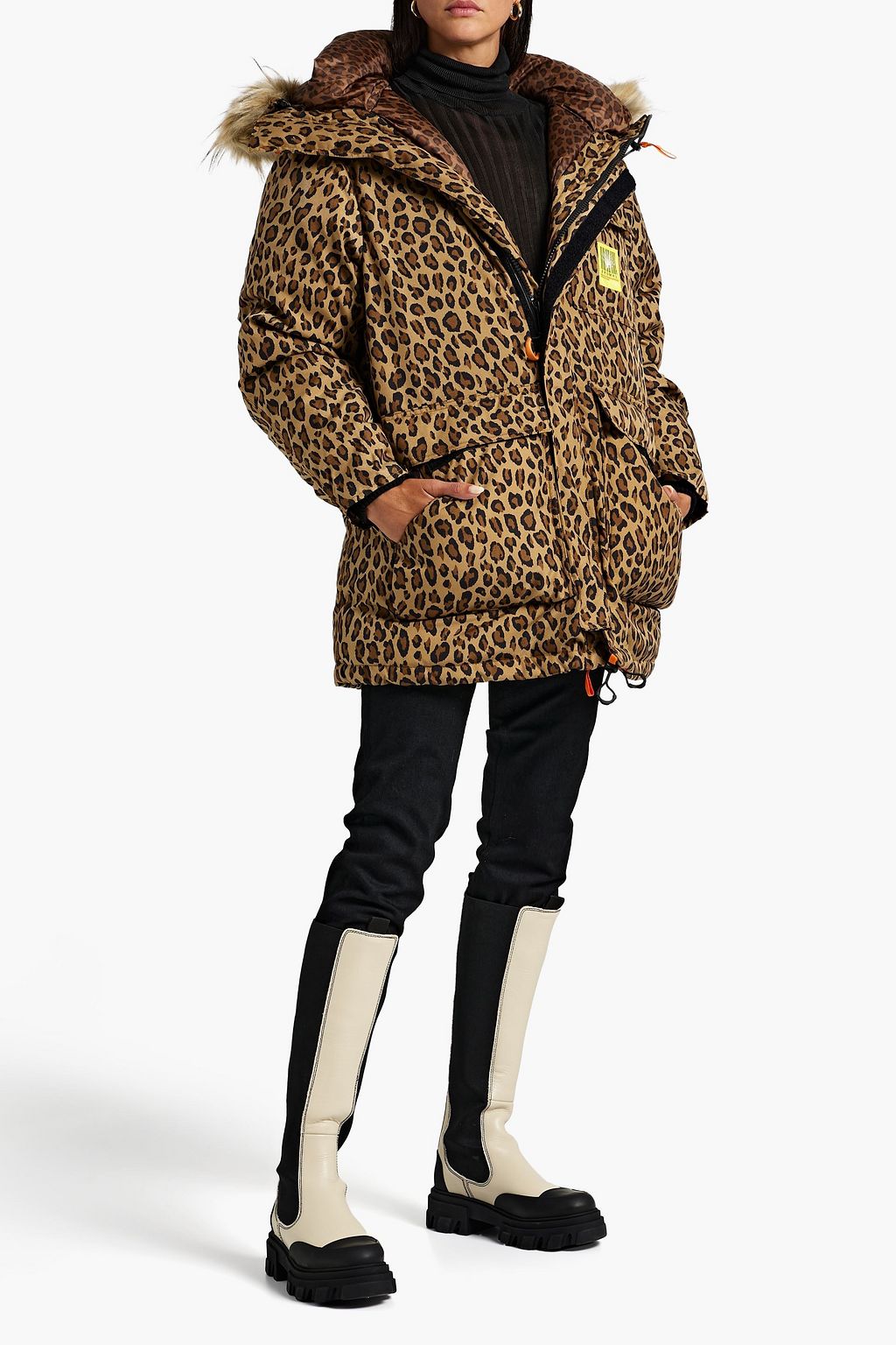 BRUMAL Leopard-print quilted shell hooded down parka
