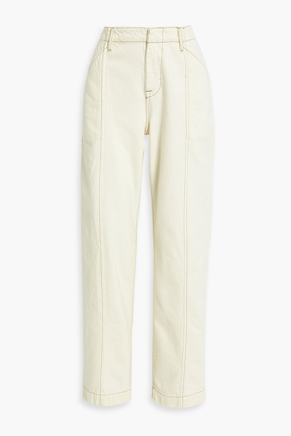 Frame High-rise Straight-leg Jeans In Ecru