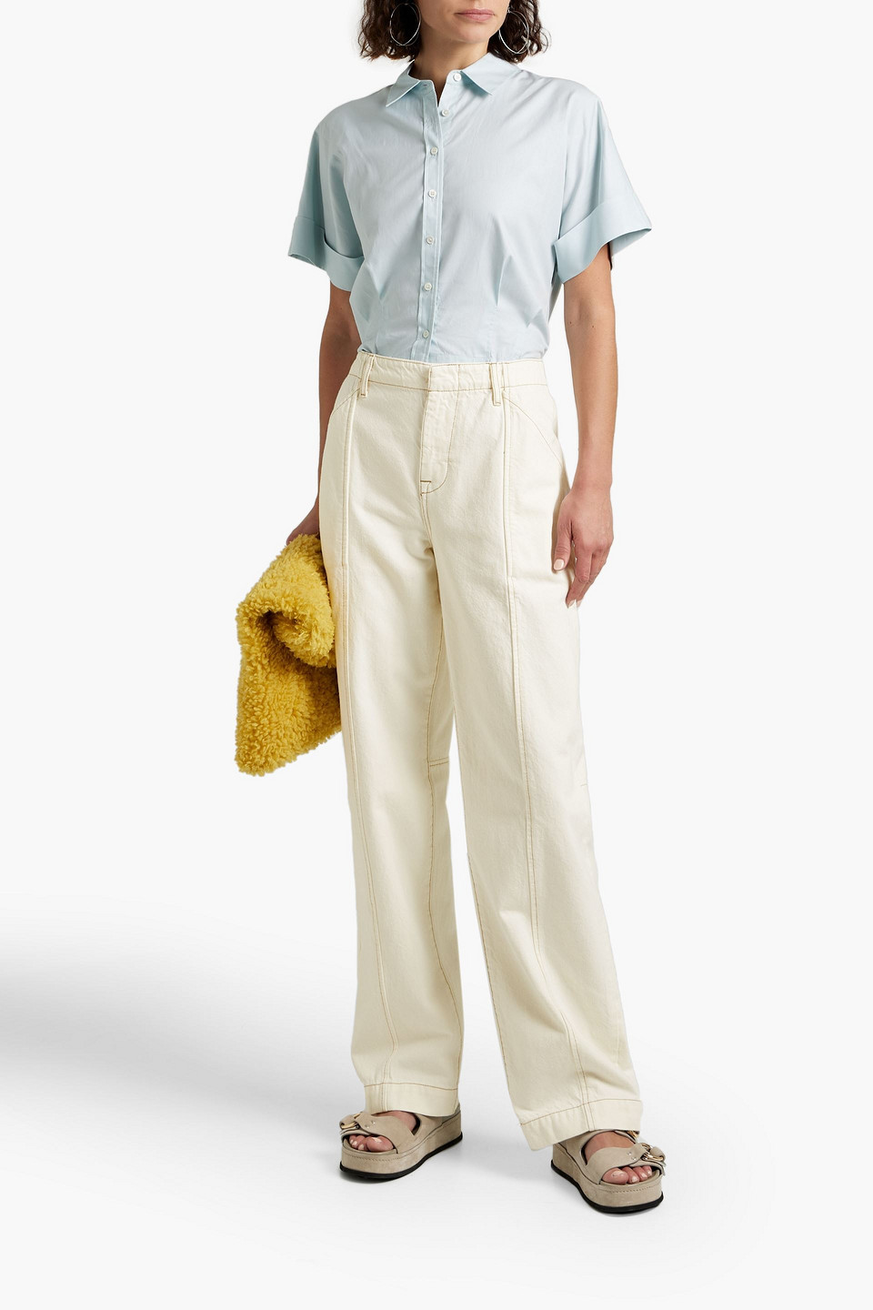 Frame High-rise Straight-leg Jeans In Ecru