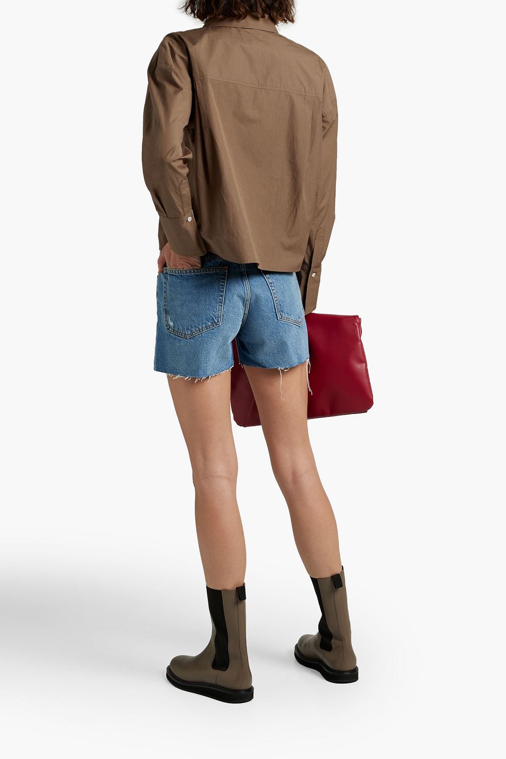 RAG & BONE شورت «دري» من الجينز الباهت