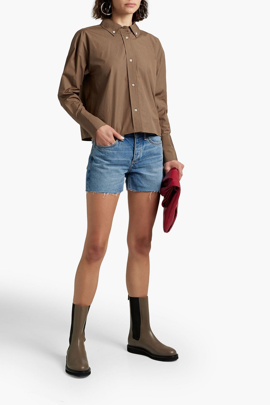 RAG & BONE شورت «دري» من الجينز الباهت