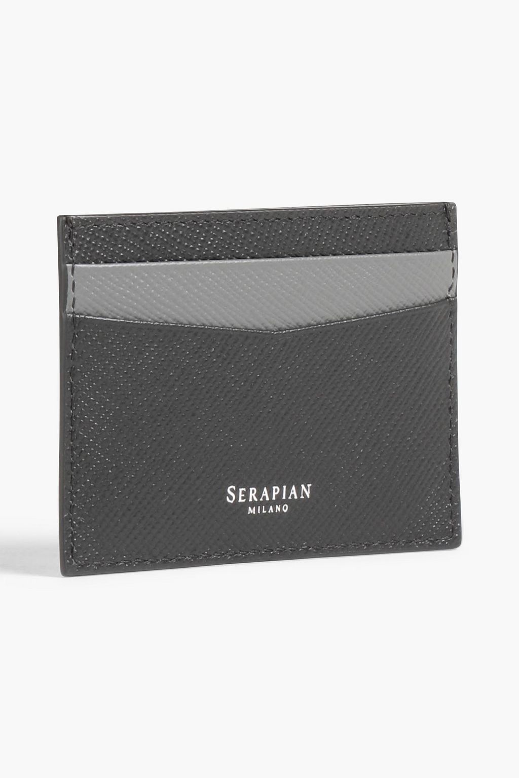 SERAPIAN Color-block textured-leather cardholder