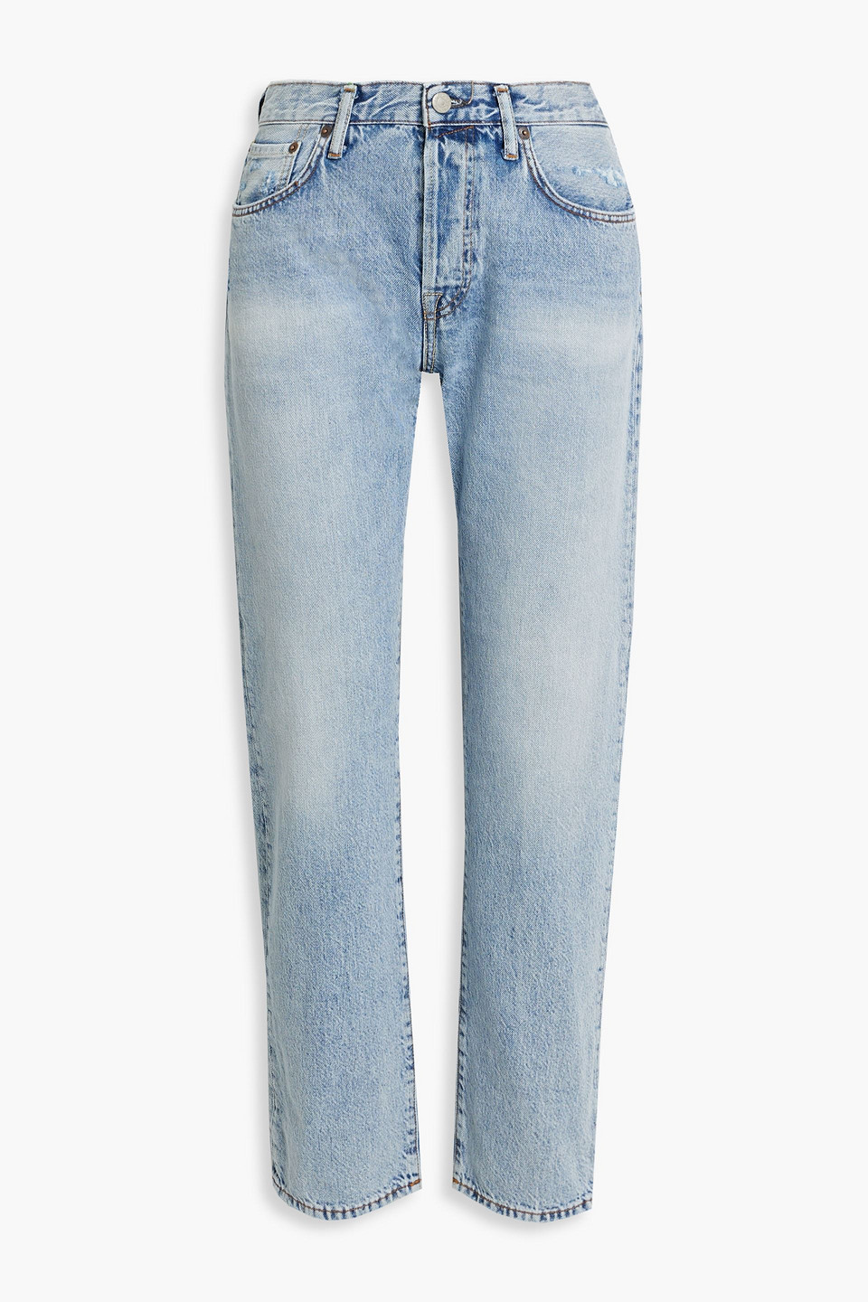 acne studios - faded mid-rise straight-leg jeans - blue - 29w-32l