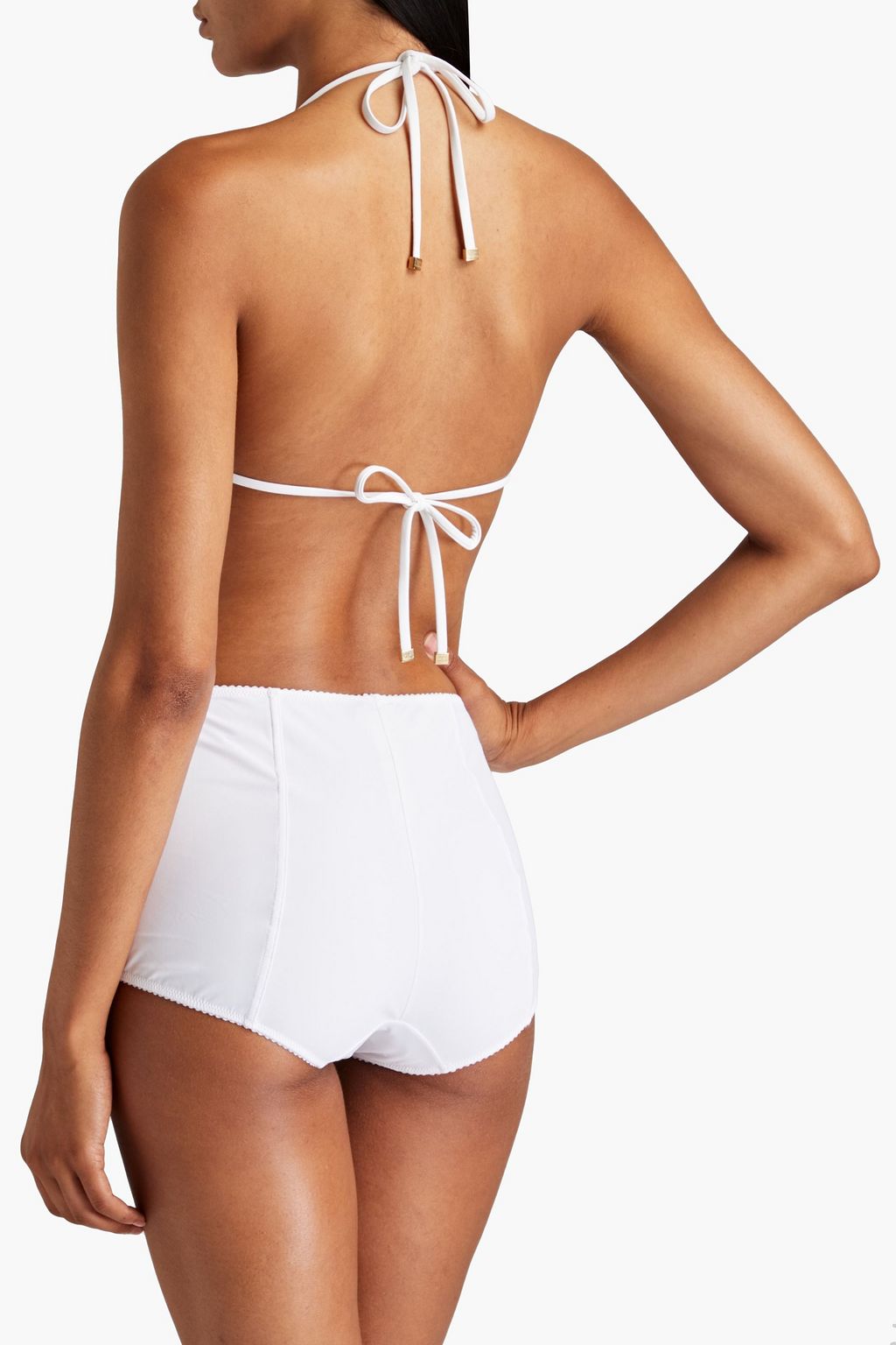 DOLCE&GABBANA BEACHWEAR ホルターネック トライアングルビキニトップ ギャザー入り