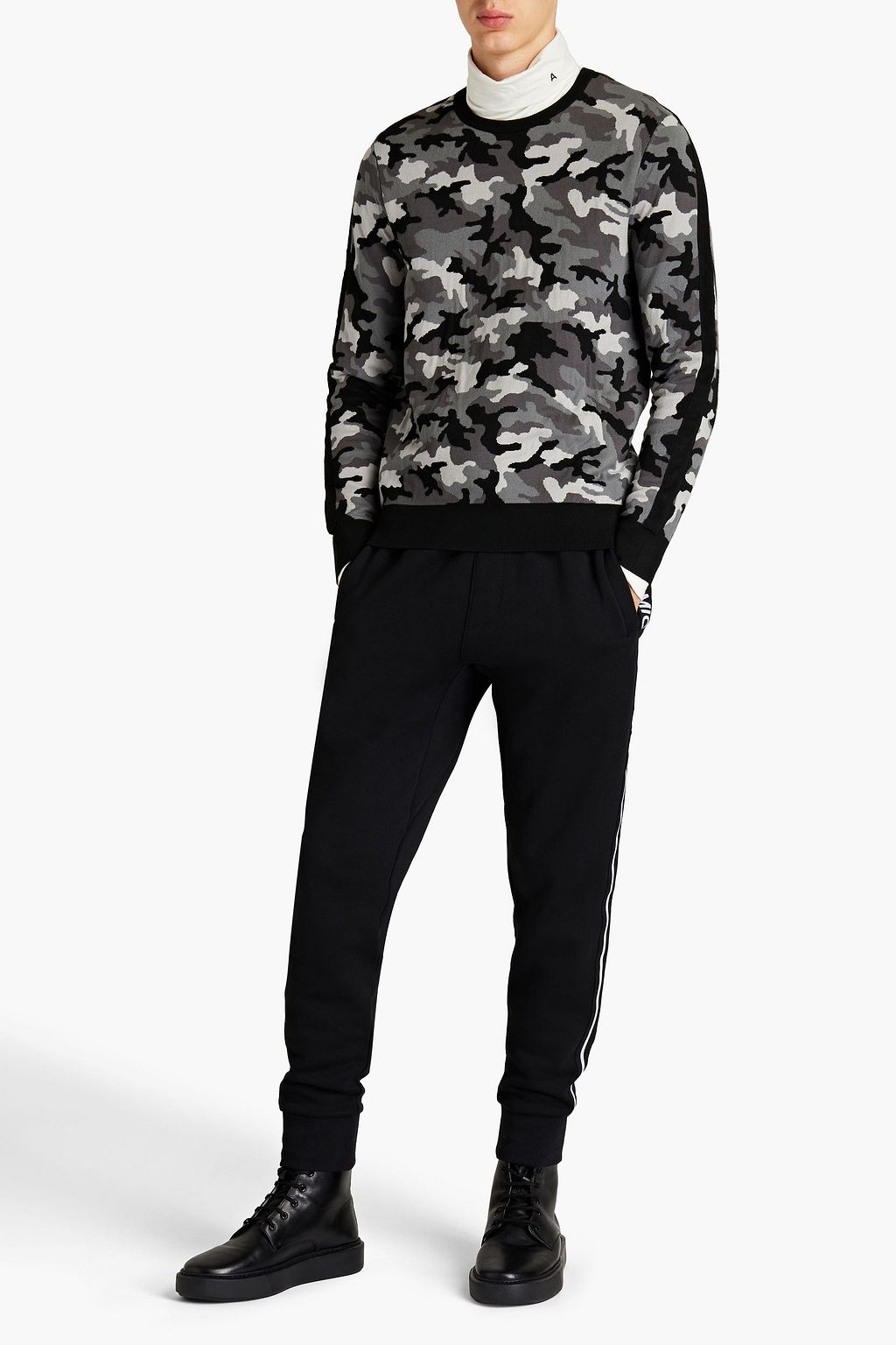 MICHAEL KORS Camouflage-print jacquard-knit sweater