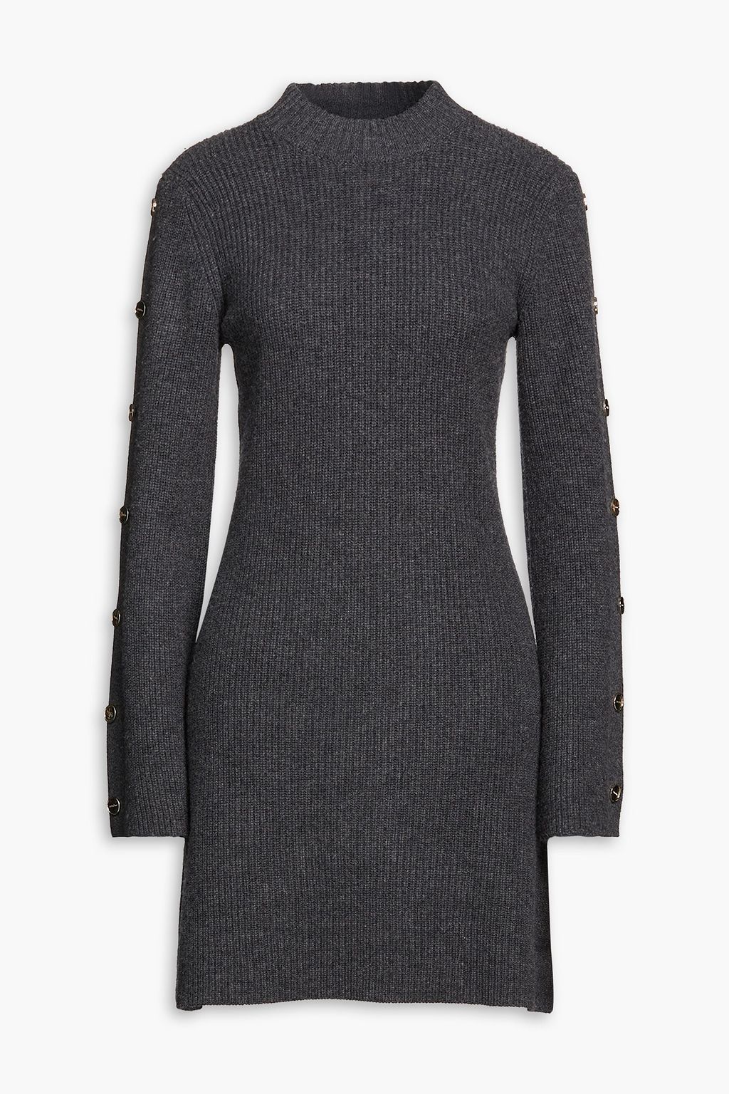 SANDRO Embellished ribbed wool and cashmere-blend mini dress | THE OUTNET