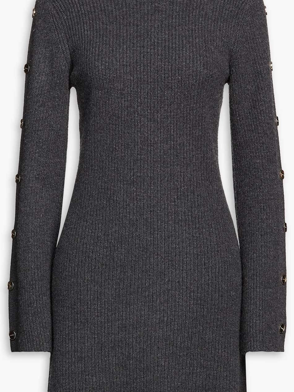 embellished ribbed wool and cashmere-blend mini dress