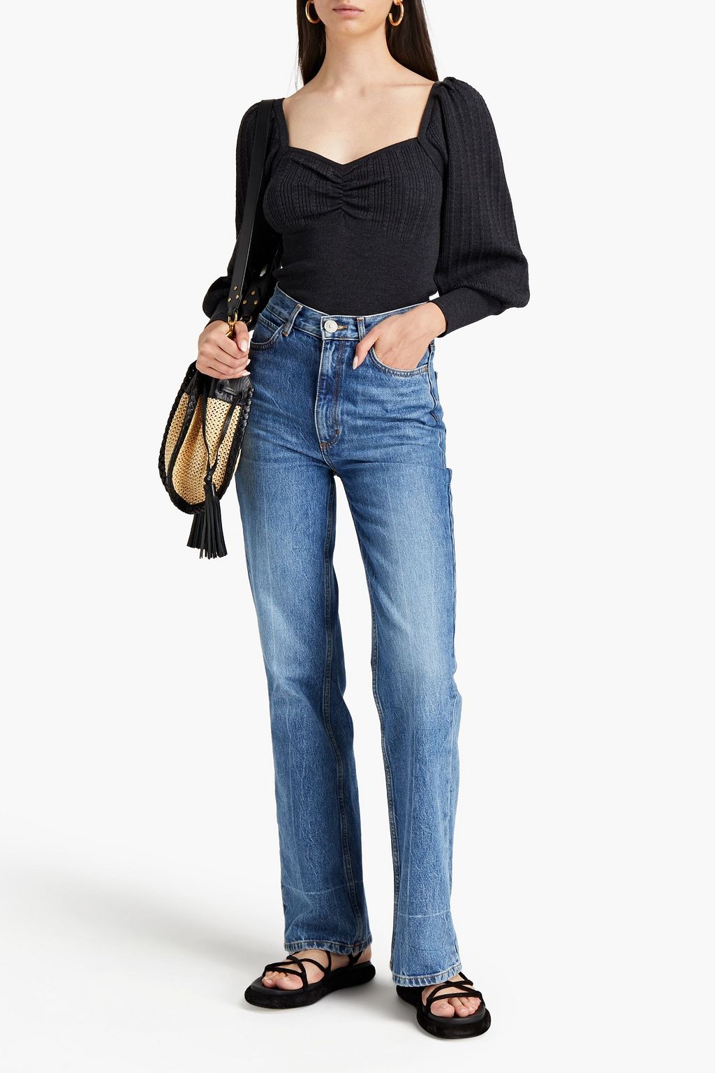 SANDRO Mélange cable-knit sweater
