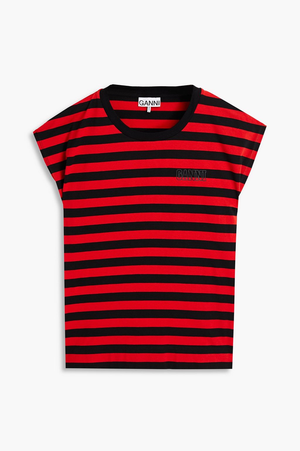 GANNI Striped cotton-jersey T-shirt | THE OUTNET