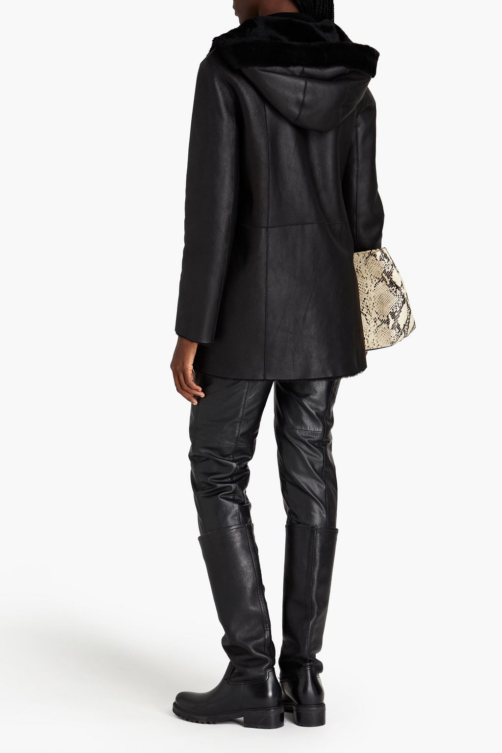 MAJE Shearling hooded coat