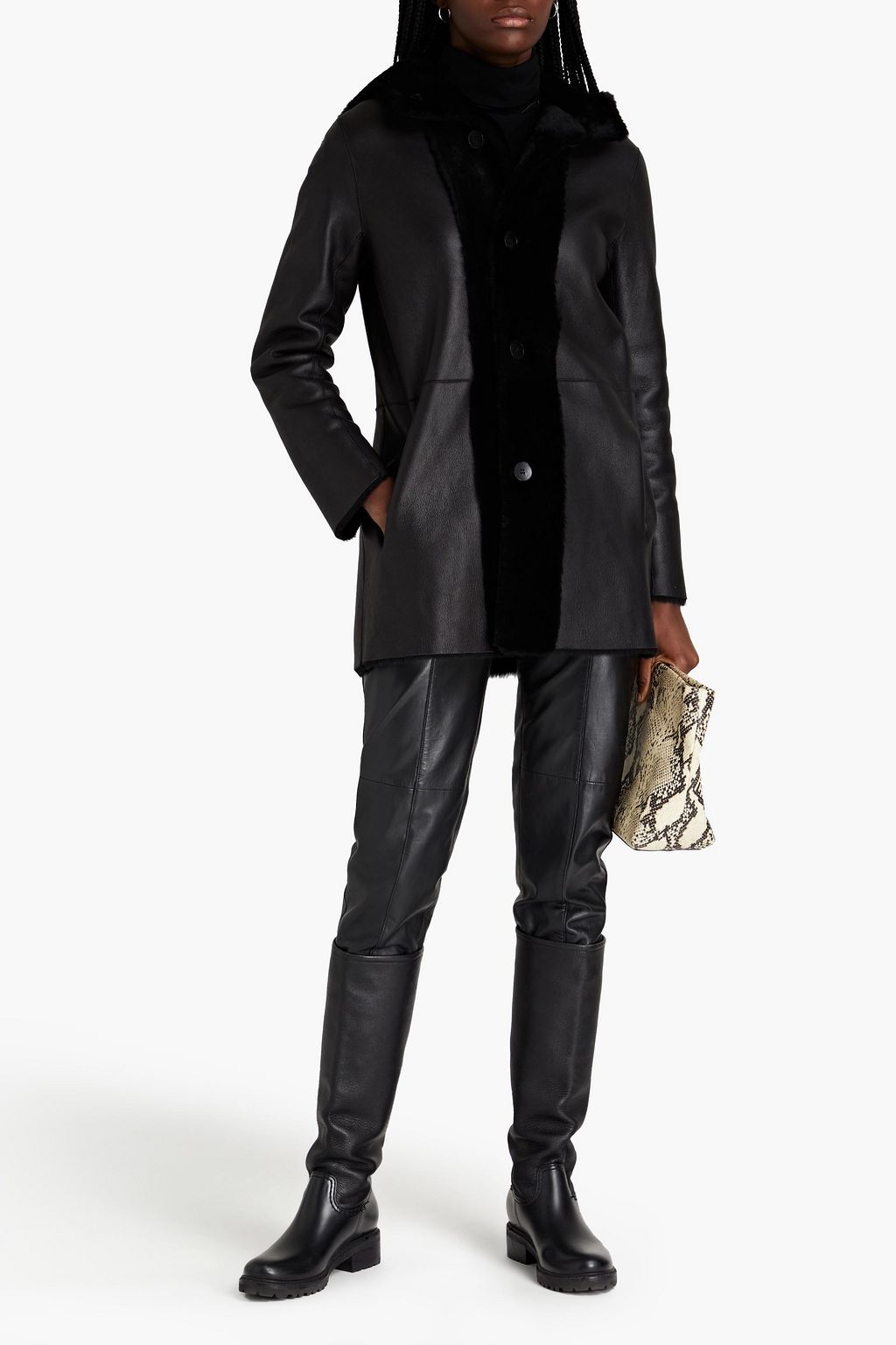 MAJE Shearling hooded coat