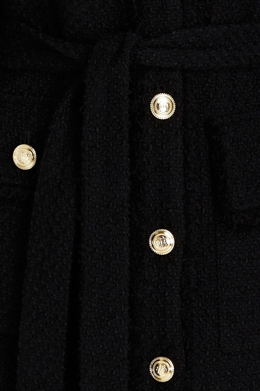 MAJE Belted bouclé-tweed coat
