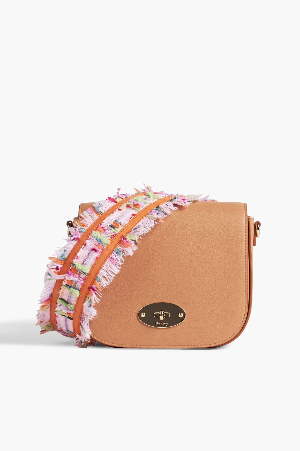 MULBERRY Leather-trimmed tweed bag strap