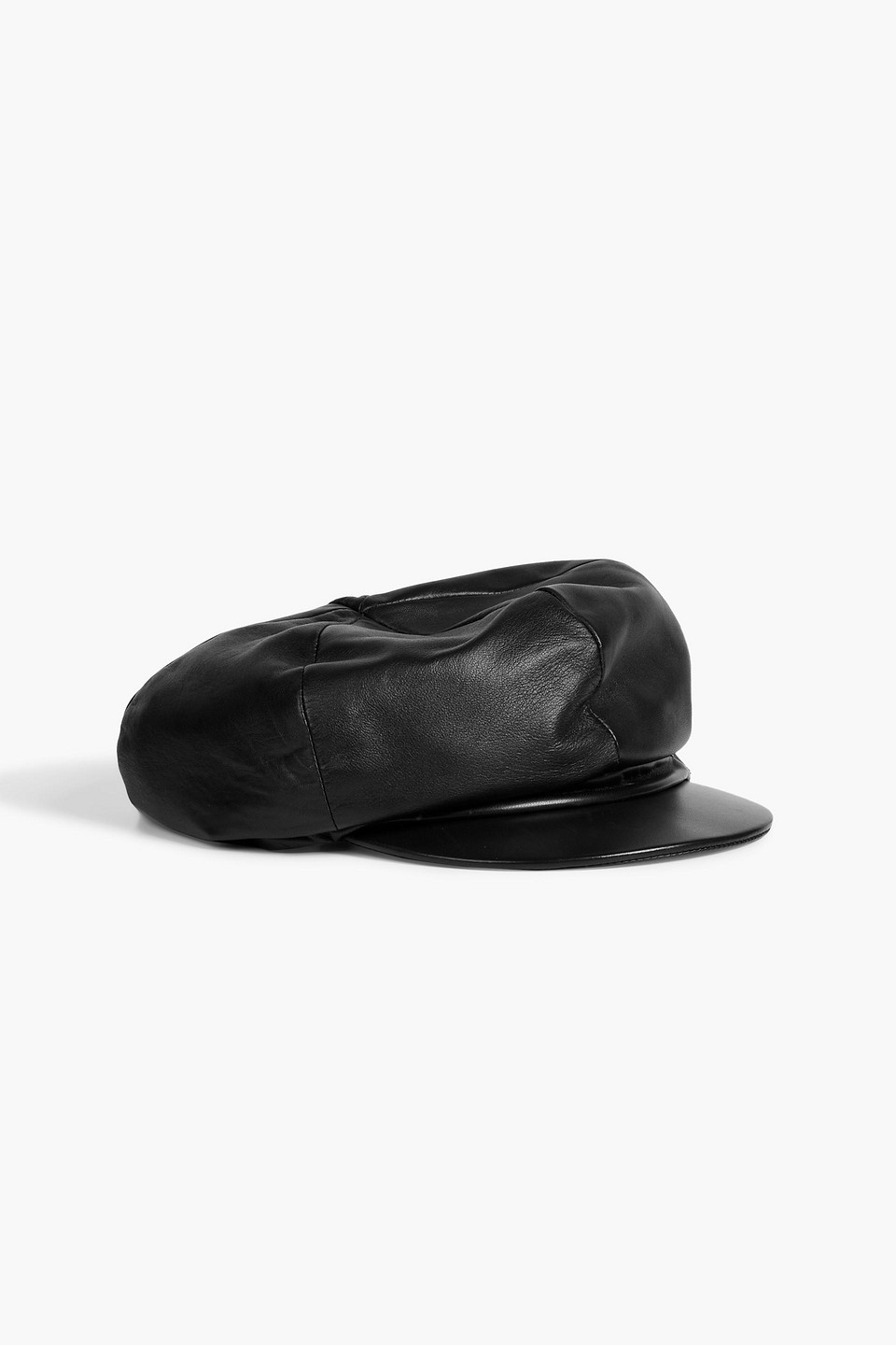 Balmain Embellished Leather Cap In Black