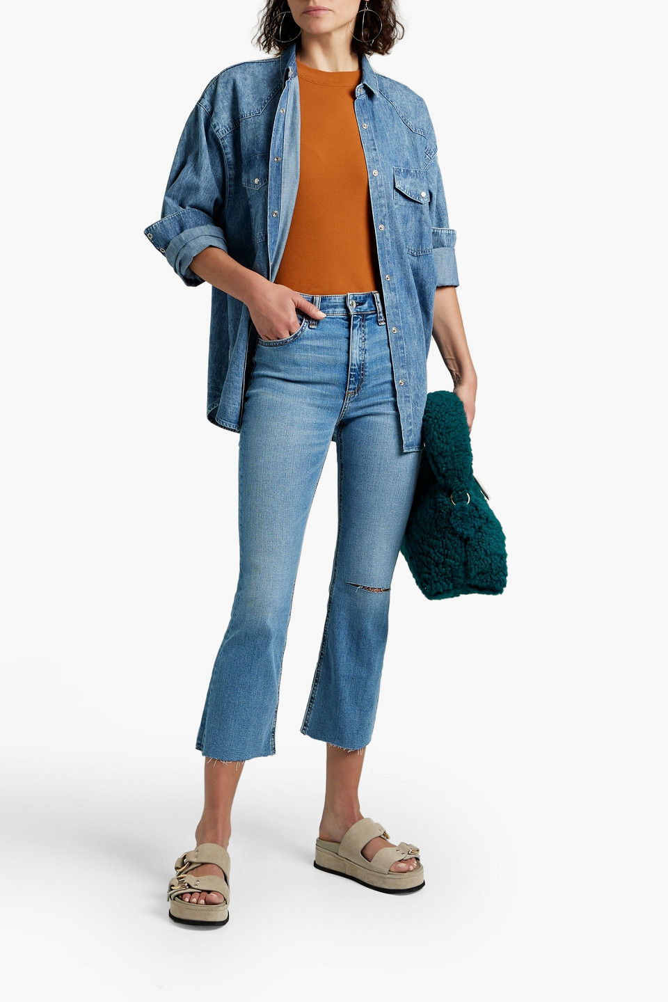 Shop Rag & Bone Nina High-rise Kick-flare Jeans In Light Denim