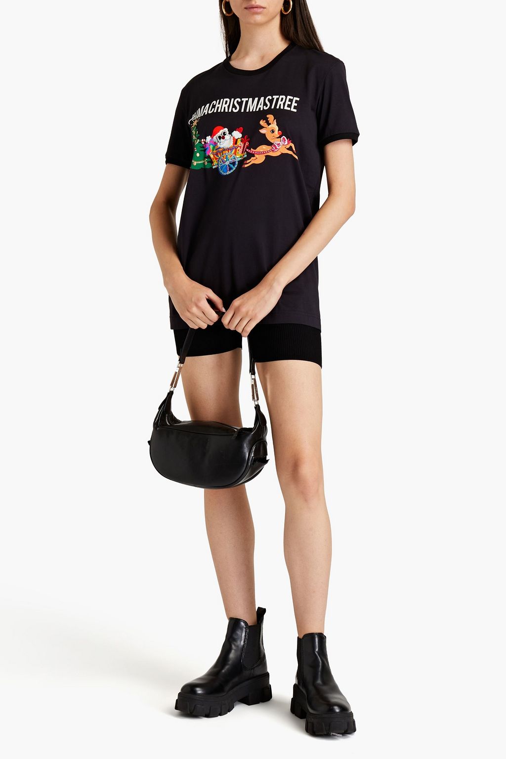 DOLCE&GABBANA Embroidered printed cotton-jersey T-shirt