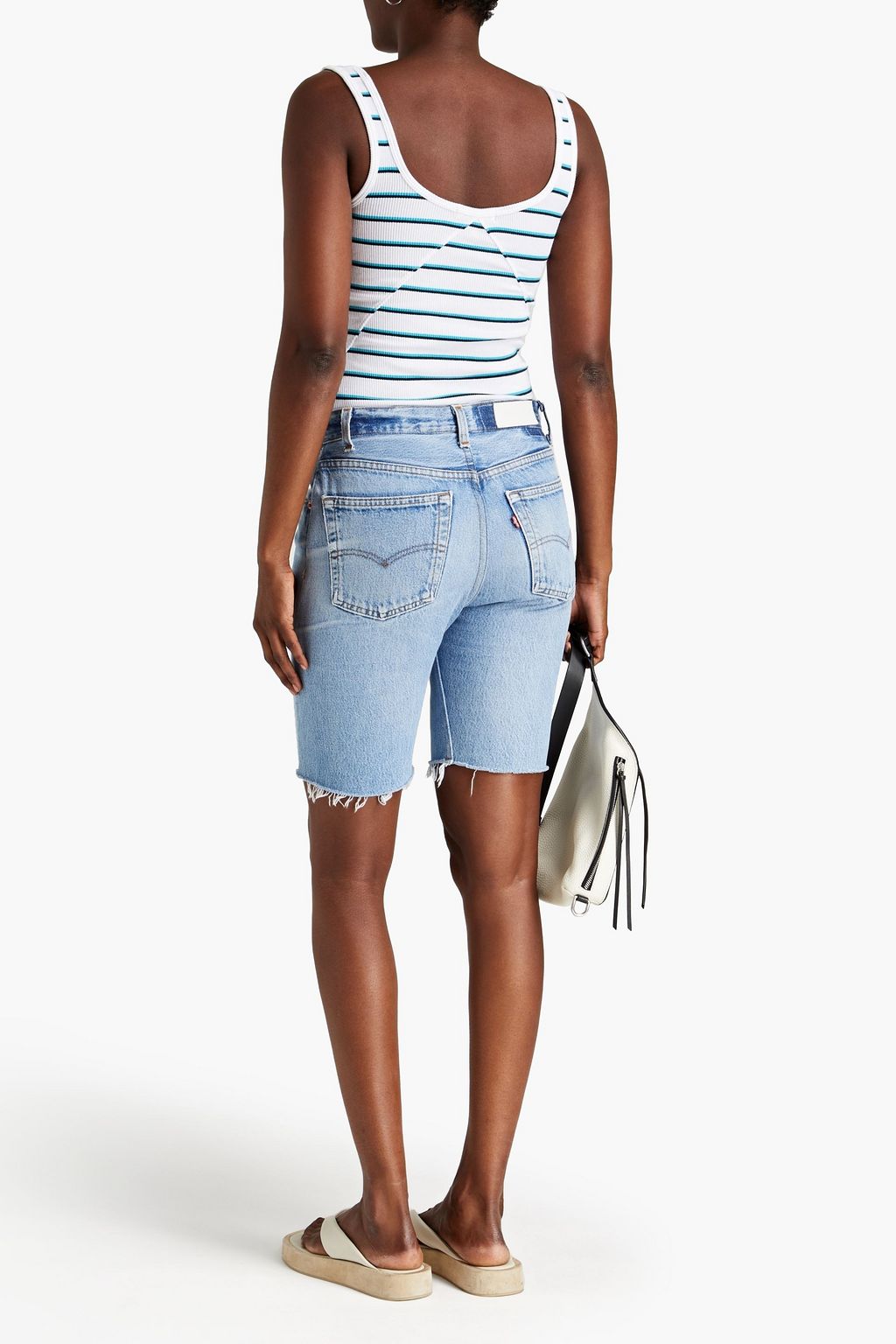 RAG & BONE Striped ribbed organic Pima cotton-jersey tank