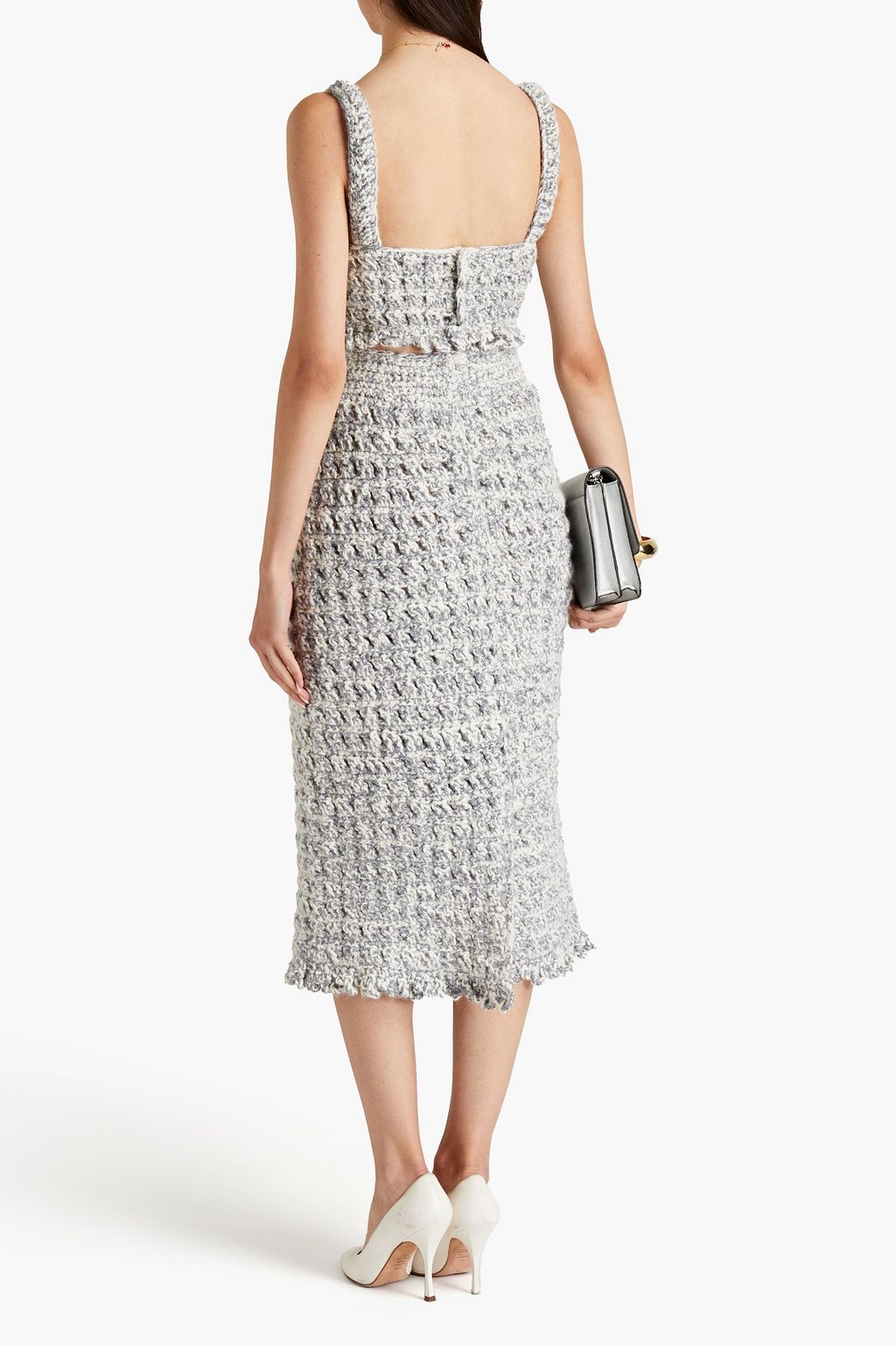 DOLCE&GABBANA Metallic bouclé-knit midi skirt
