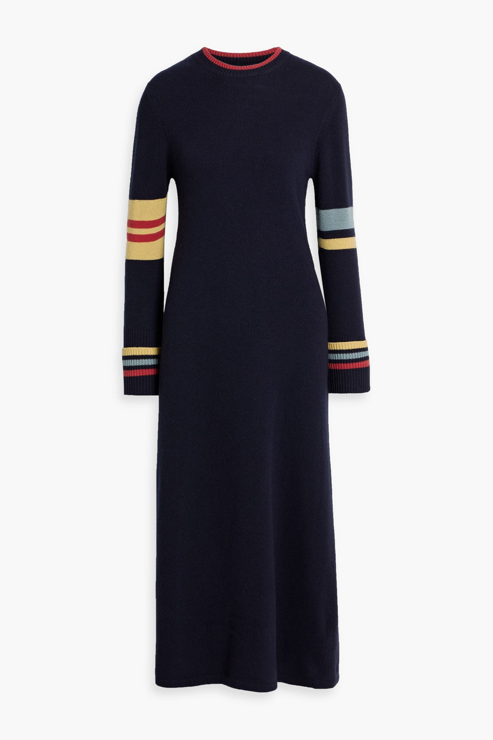 chinti and parker - striped wool and cashmere-blend midi dress - blue - s