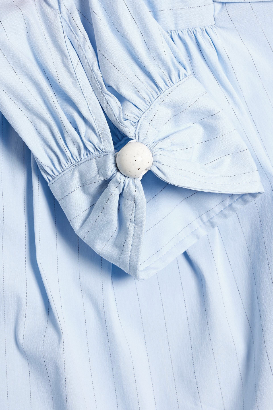 Palmer Harding Gathered Striped Cotton-blend Poplin Shirt In Light Blue