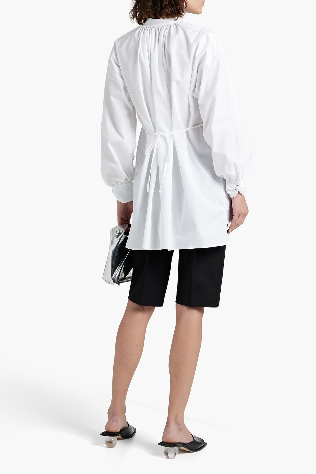 PALMER//HARDING Reaching pintucked striped cotton-blend poplin shirt