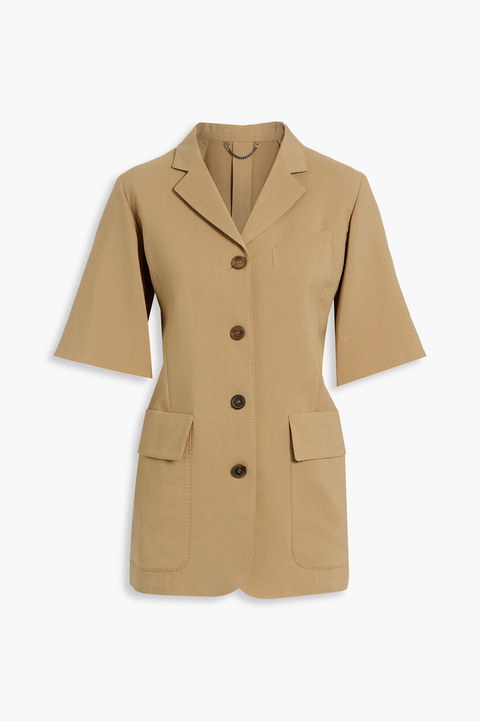 Ferragamo Slub Cotton And Silk-blend Jacket In Camel
