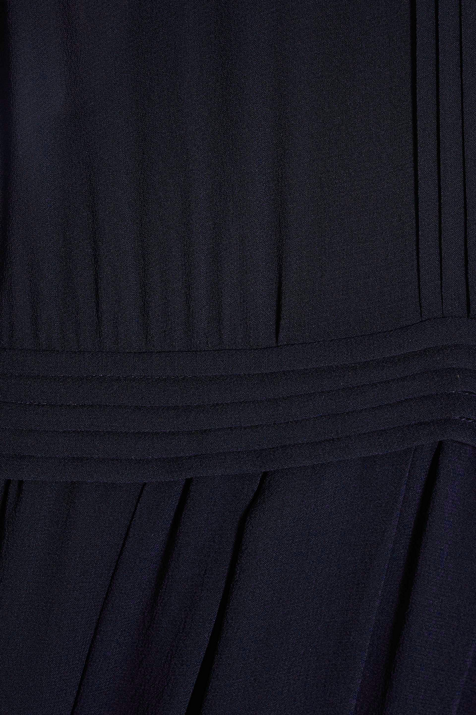 Max Mara Gathered Chiffon Gown In Navy