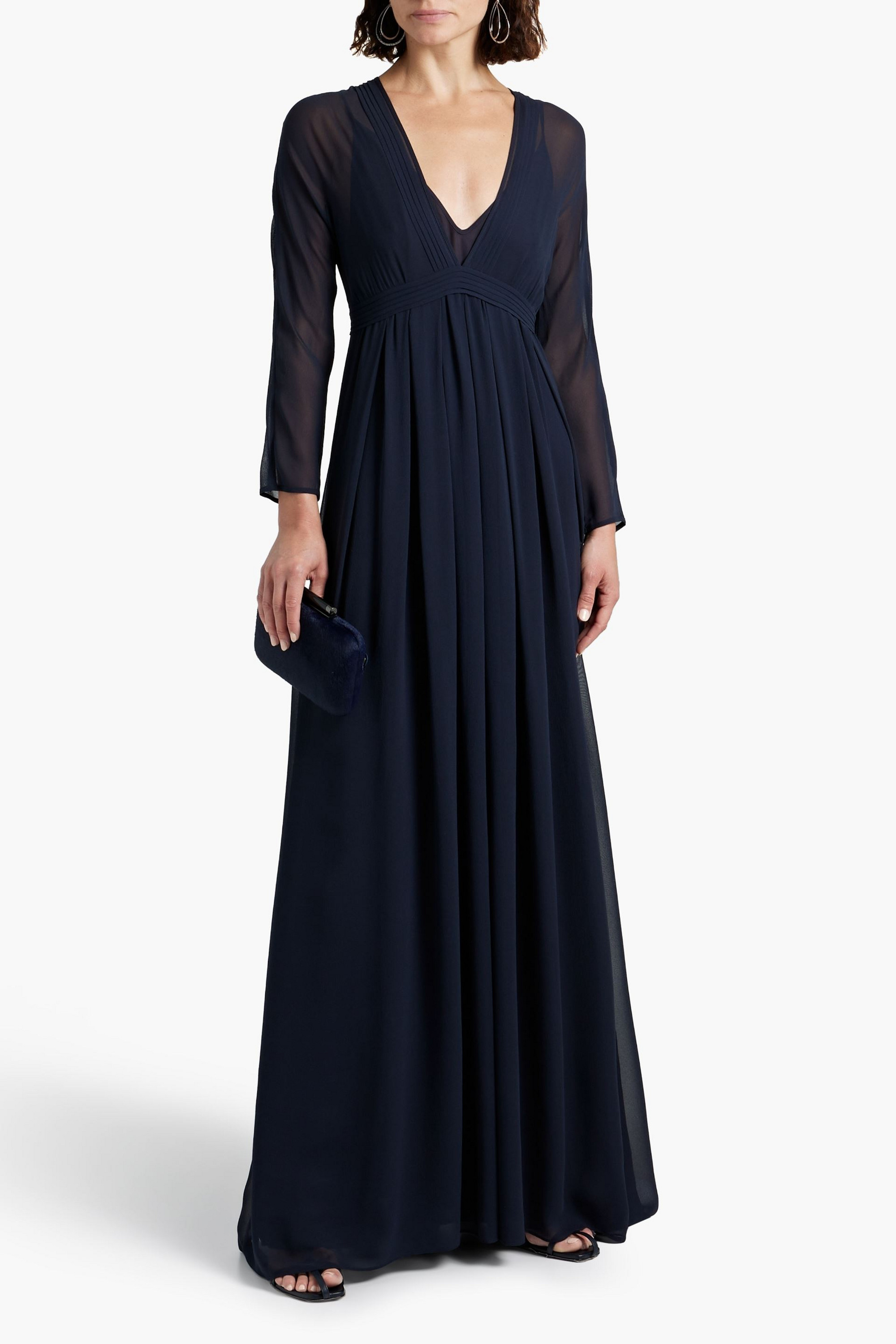Max Mara Gathered chiffon gown
