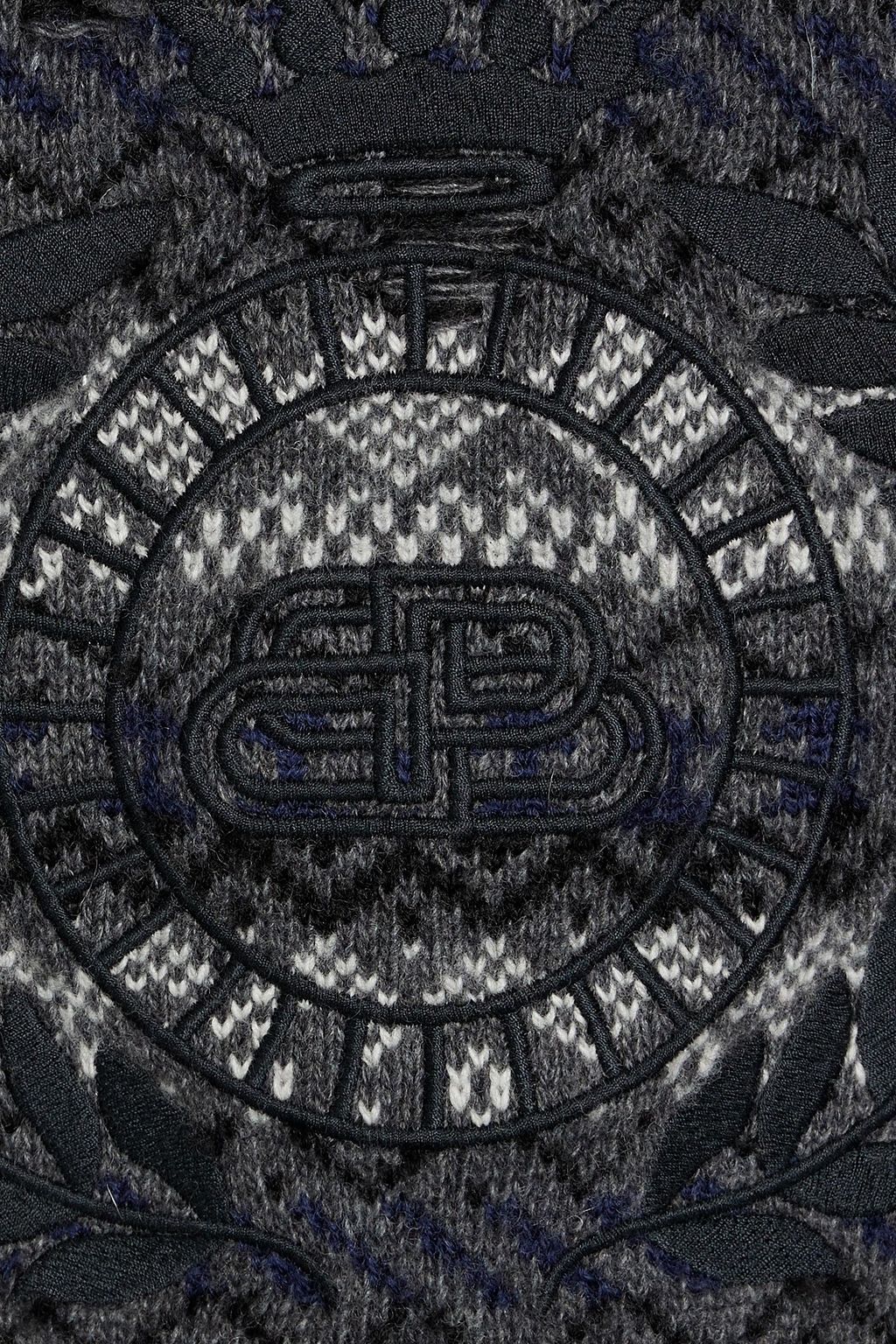 BALENCIAGA ウール混 セーター フェアアイル 刺繍 ダメージ加工