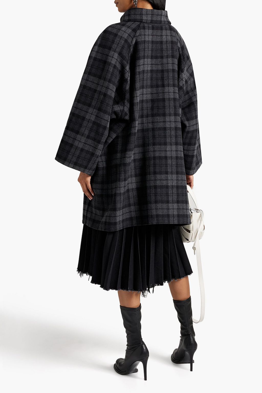 BALENCIAGA Checked wool-blend flannel coat