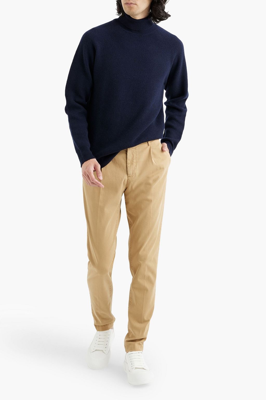 PESERICO Ribbed merino wool and cashmere-blend turtleneck sweater