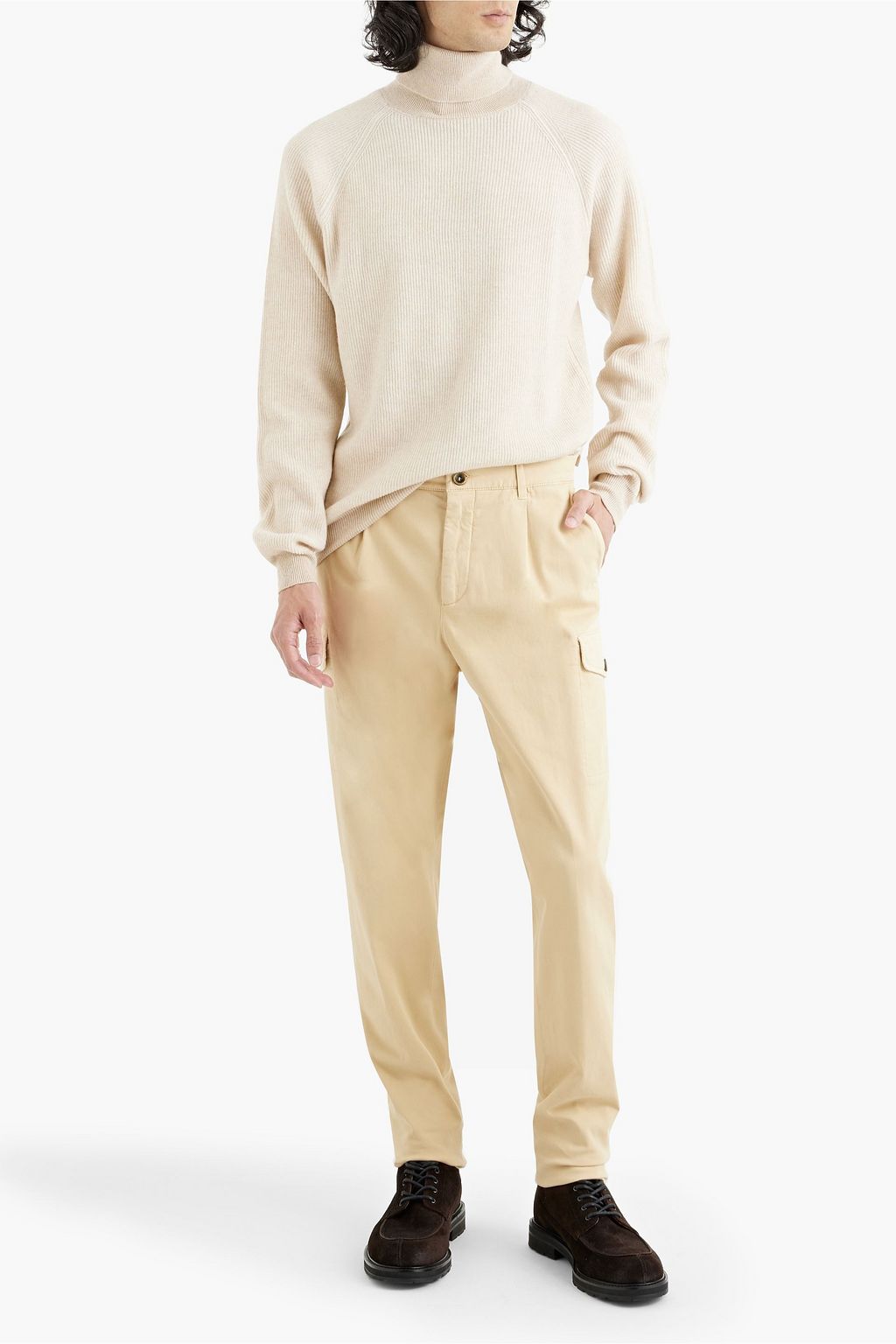 PESERICO Ribbed merino wool and cashmere-blend turtleneck sweater