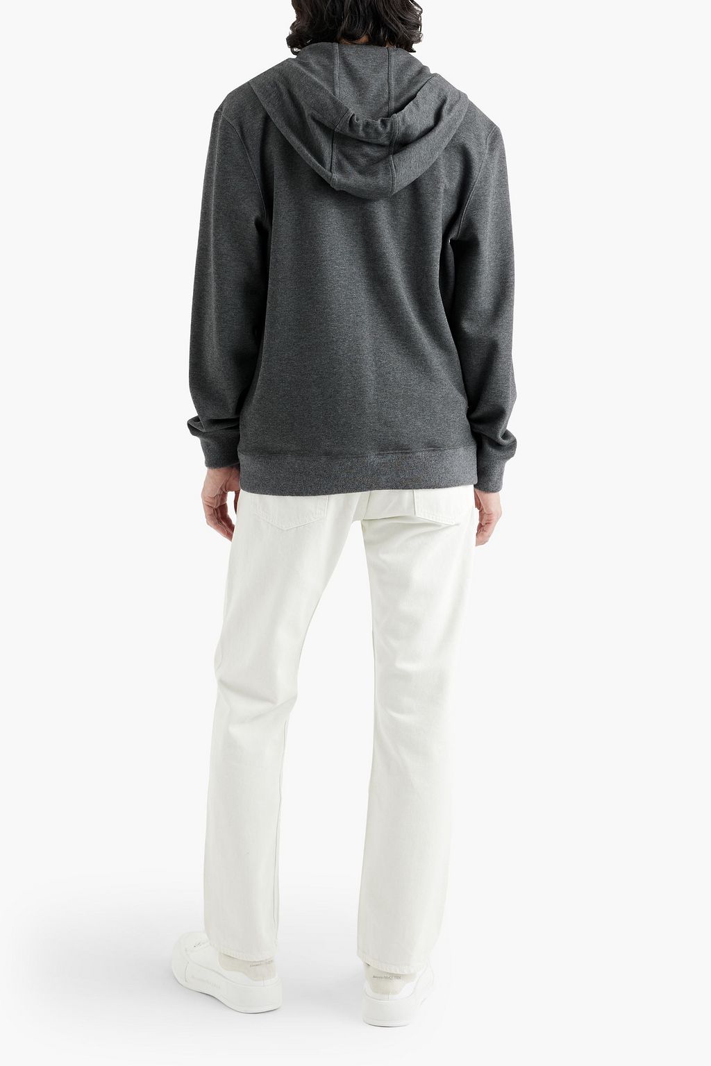 PESERICO Two-tone mélange wool-jersey hoodie