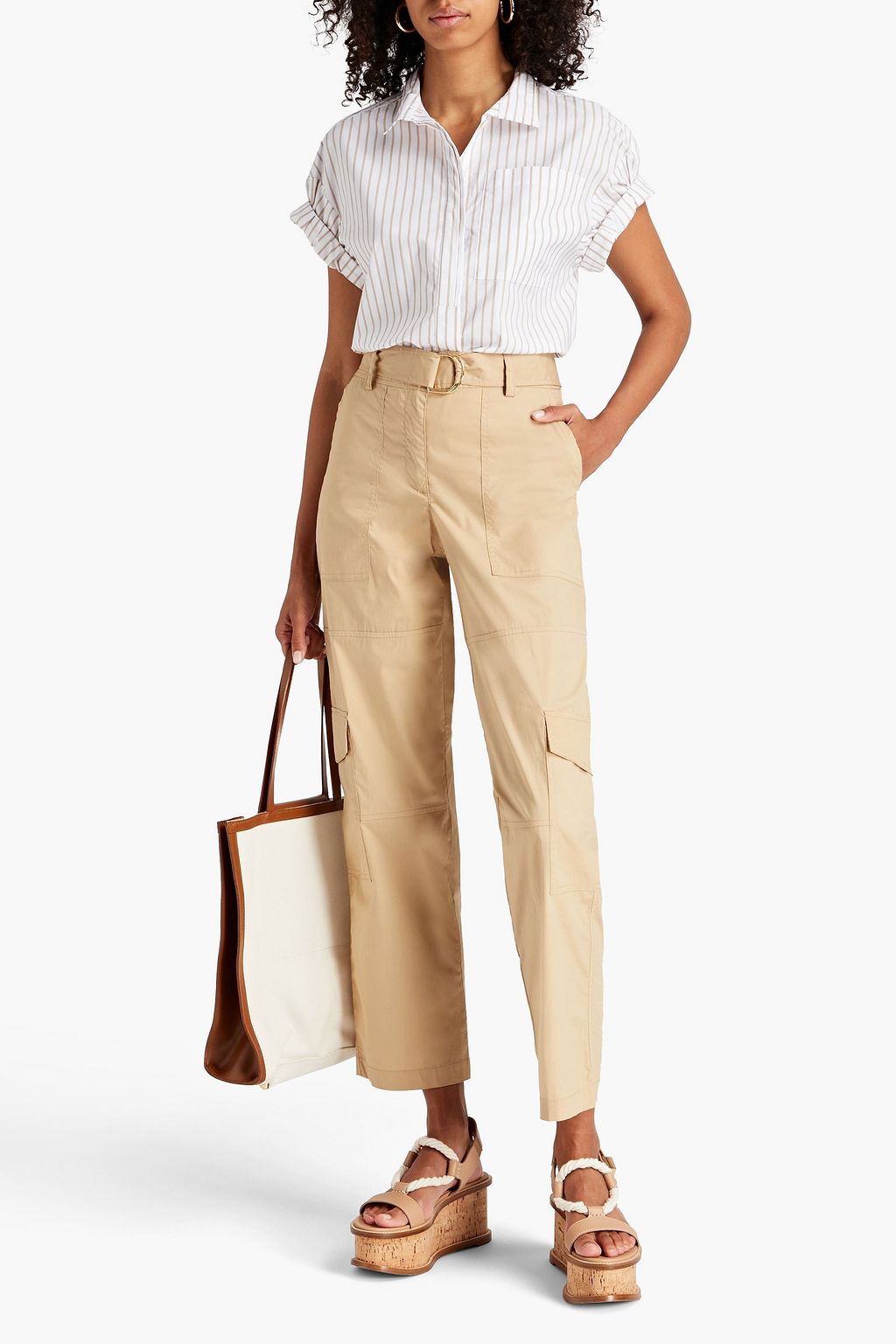 MICHAEL MICHAEL KORS Belted stretch-cotton poplin cargo pants