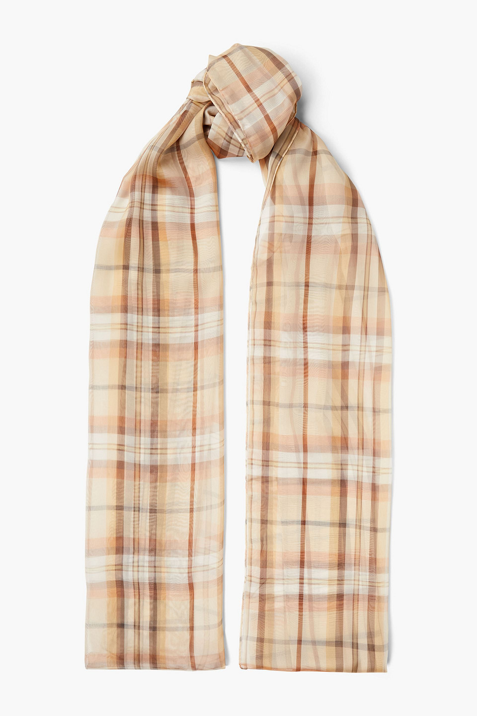 Dolce & Gabbana Checked Silk-voile Scarf In Neutrals