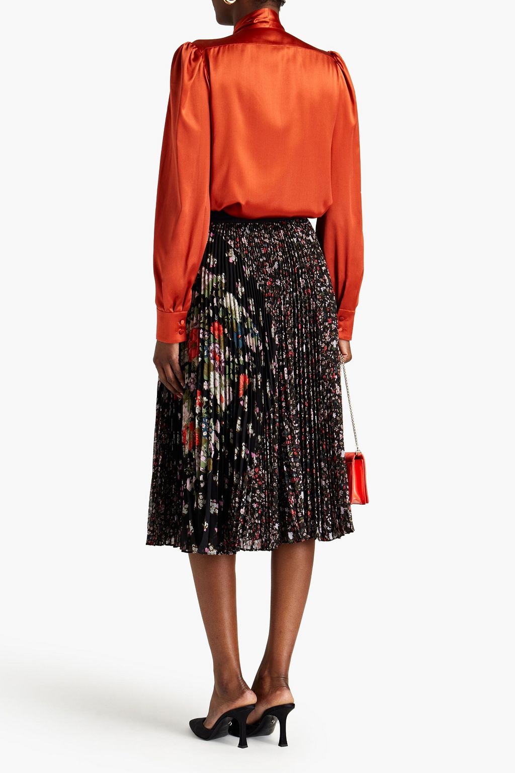 DOLCE & GABBANA シルク混サテン ブラウス リボンタイ