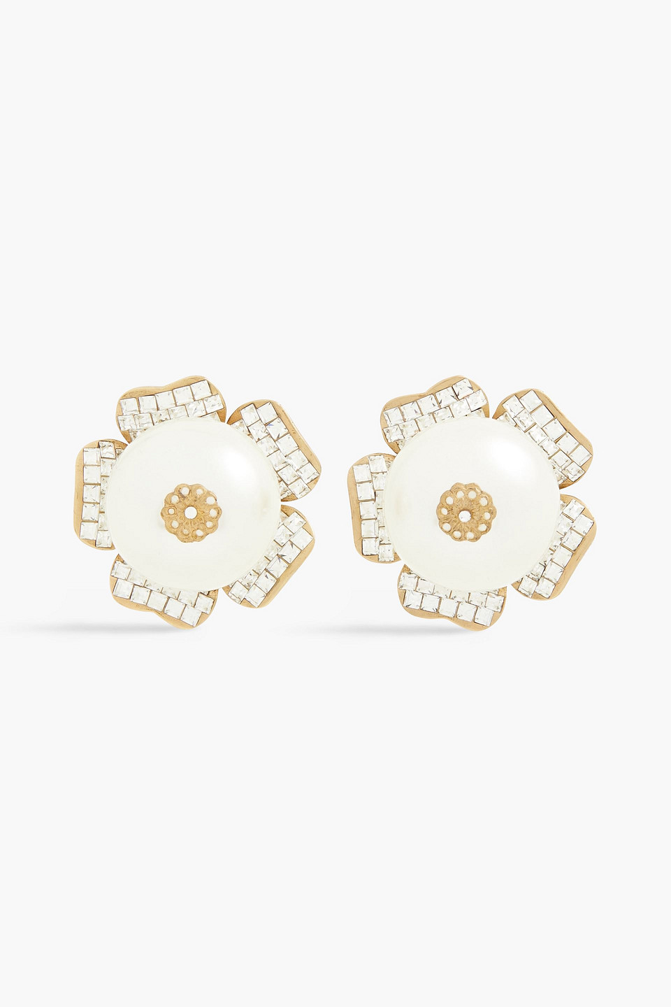 Dolce & Gabbana Gold-tone, Faux Pearl And Crystal Earrings