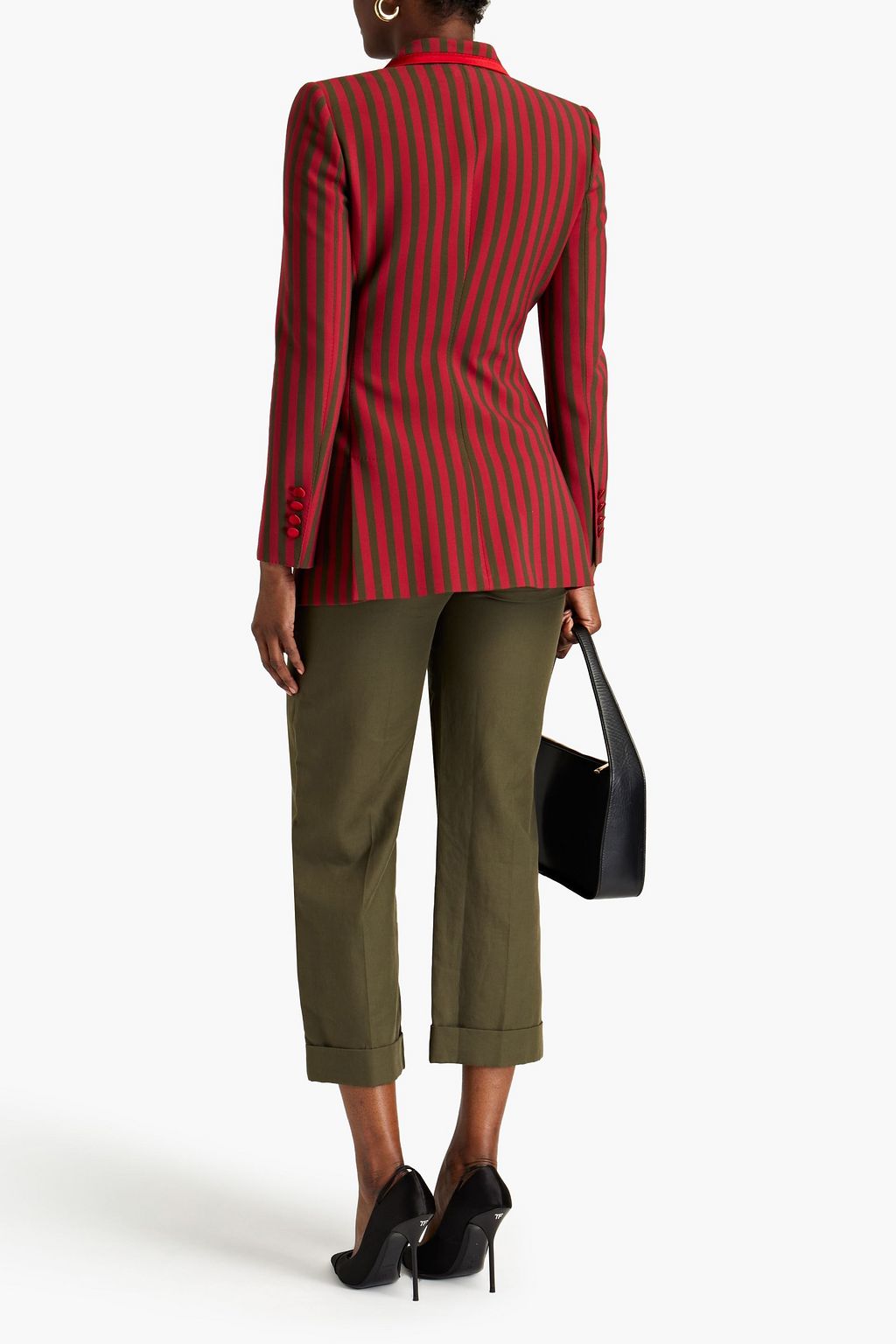 DOLCE&GABBANA Satin-trimmed striped woven blazer
